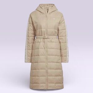 *NWT* ADIDAS ORIGINALS WOMEN'S HOODED LONG INSULATED SLIM JACKET, MAGIC BEIGE